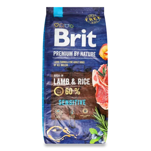 Корм для собак Brit Sensitive з ягням та рисом сухий