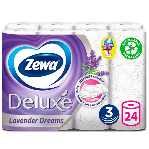 Туалетний папір Zewa Deluxe Лаванда 3-шаровий 24шт