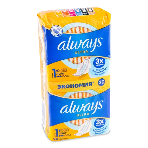 Гігієнічні Прокладки Лайт Ultra Always, Вищий ґатунок, 20 шт