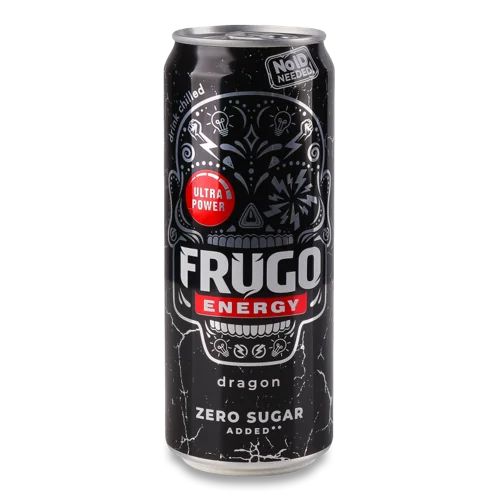 Напій Безалкогольний Газований З Вітамінами І Кофеїном Пітая-чилі Zero Sugar Energy Frugo, З/б 330мл