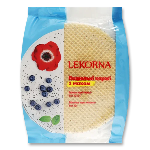 Вафельні Коржі З Маком, В/ґ, Упаковка Картонна, 90 Г