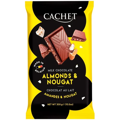 Шоколад молочний Cachet Мигдаль та нуга 300г