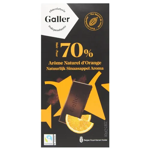 Шоколад чорний «Galler» зі смаком апельсина 70%, 80г