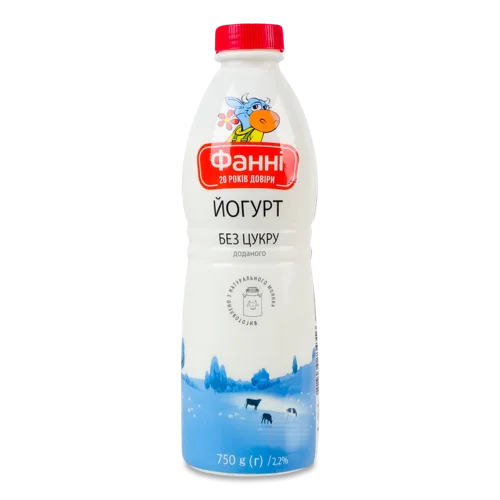 Йогурт 2.2% Натуральний без цукру, п/пл, 750 г
