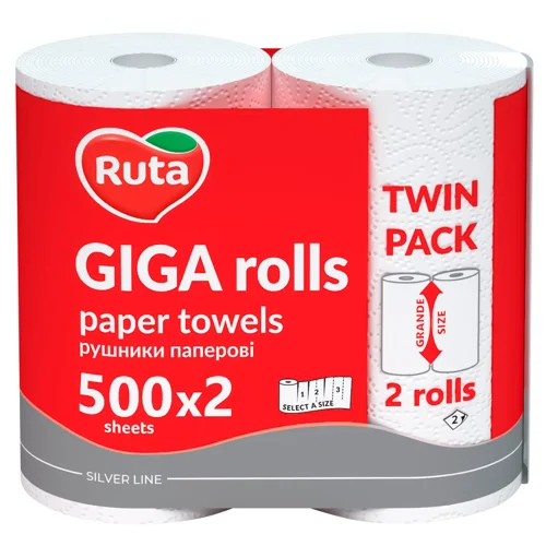 Рушники паперові Ruta Giga 2-шарові білі 2шт