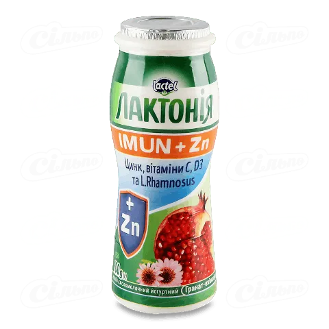 Напій кисломолочний йогуртний «Лактонія Imun+» Гранат-ехінацея 1,5%, 100г
