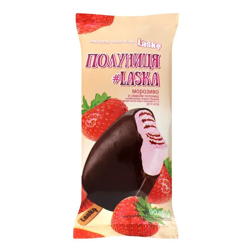Морозиво 9.1% Полуниця Laska м/у 90г
