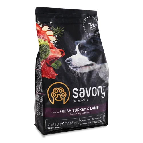 Корм сухий повнораціонний для собак, Індичка & Ягнятина, Medium Savory, в/ґ, 3 кг
