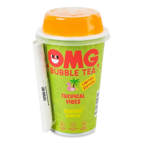 Напій Безалкогольний Тропічних Фруктів з Кульками Манго OMG Bubble Tea, Пластикова Пляшка 265мл