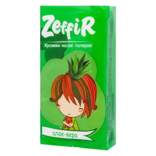 Хустинки паперові ZeffiR Алое-вера 10шт