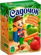 Сік Садочок яблучно-моквяно-полуничний т/п, 0,2л