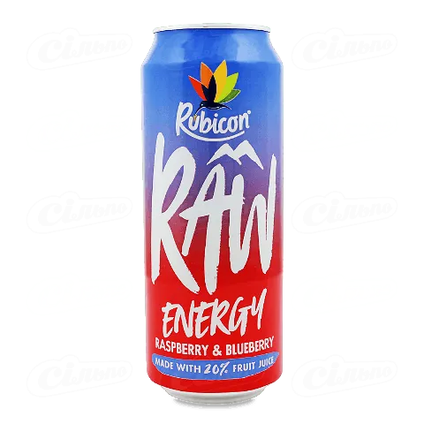 Напій енергетичний Rubicon RAW Energy Raspber & Blueber з/б, 0,5л
