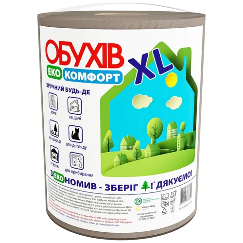 Рушники паперові Обухів Еко Комфорт 2-шарові 350 відривів