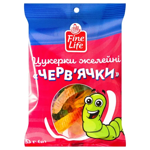 Цукерки Fine Life Черв'ячки желейні 70г