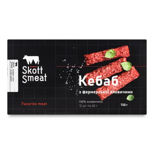 Люля-Кебаб Заморожений Яловичий Skott Smeat, к/у, 12х60г