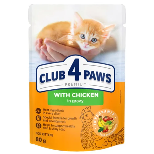 Корм вологий Club 4 Paws Premium з куркою для кошенят 80г