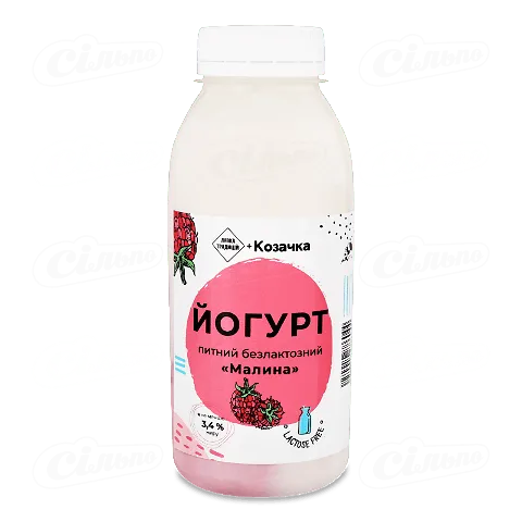 Йогурт «Лавка традицій» «КозаЧка» Малина питний безлактозний 3,4%, 300г