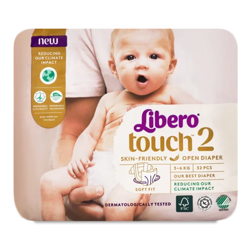 Підгузки Для Дітей 3-6кг Touch 2 Libero, Вищий Ґатунок, 32шт