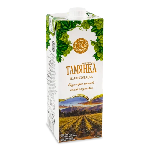 Вино Біле Напівсолодке Тамянка В/ґ Котовський Винзавод, 1л, 9-13%