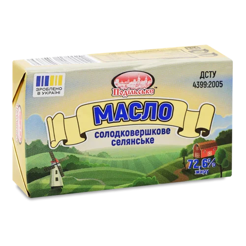 Масло Солодковершкове 72.6% Вищого Ґатунку Селянське, 180г
