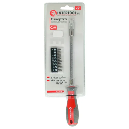 Викрутка Intertool з гнучким подовжувачем комплект 9од