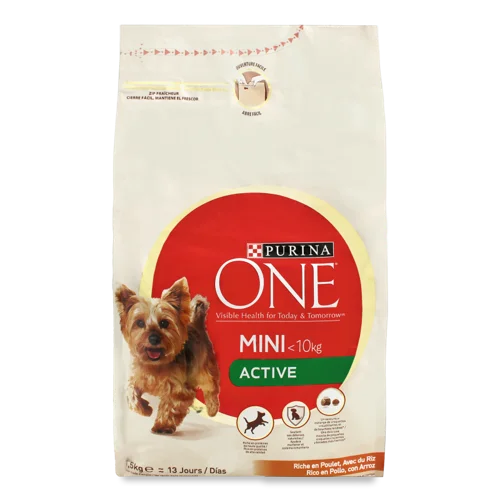 Корм сухий для дорослих собак малих порід з куркою та рисом, Purina One, в/ґ, 1.5кг