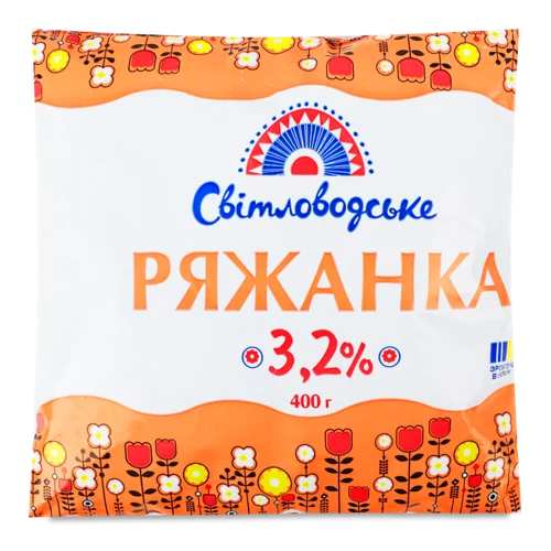 Ряжанка 3.2% Світловодське молоко, пастеризована, 400г