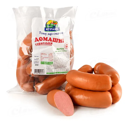 Сардельки «Ятрань» «Домашні» натуральна оболонка 1 вищого ґатунку, 1 кг