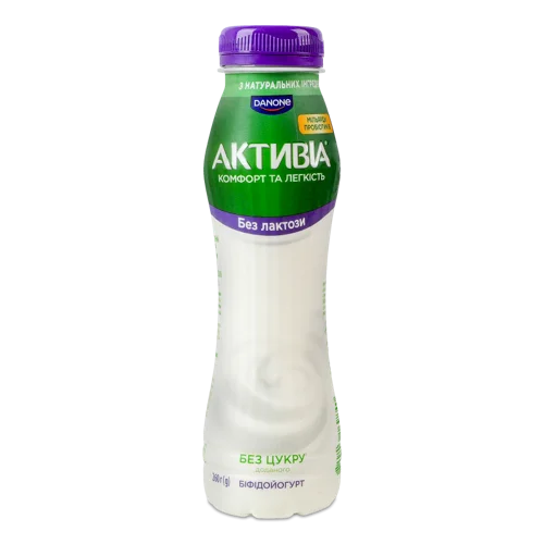 Біфідойогурт Безлактозний 0.9% з Біфідобактеріями Actiregularis, Активіа п/пл, 260г