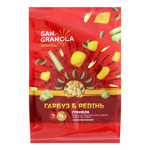 Гранола Гарбуз&ревінь San Granola м/у 300г