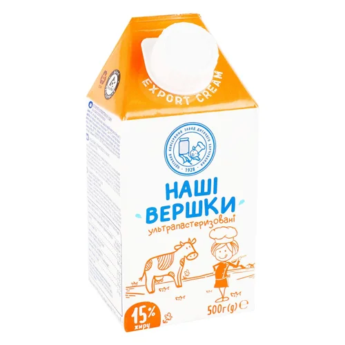 Вершки Наші Вершки ультрапастеризовані 15% 500г