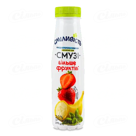 Йогурт Молокія Смузі Полуниця-банан-базилік 2%, 270г