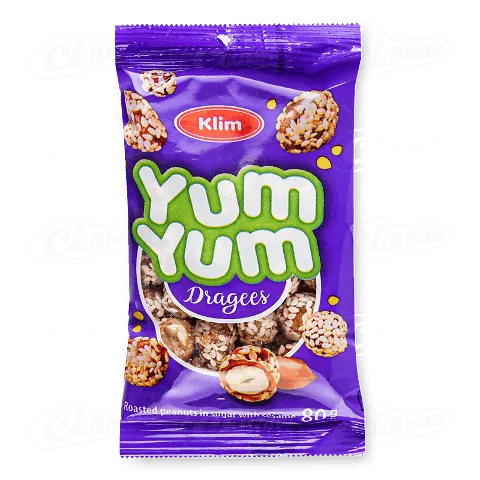 Драже Кlim Yum Yum Арахіс у цукрі з кунжутом, 80г