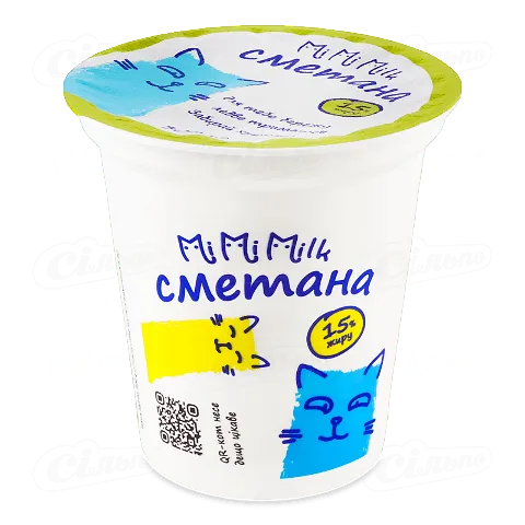 Сметана MiMiMilk 15% стакан, 300г