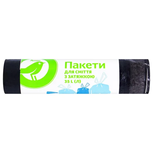 Пакети для сміття Auchan з затяжкою 35л 15шт