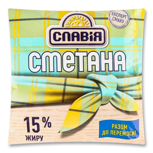 Сметана Пастеризована 15% Славія м/у, 350г