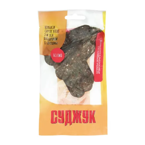 Суджук з яловичини зі спеціями Гела-2015 сиров'ялений м'ясний продукт 50г