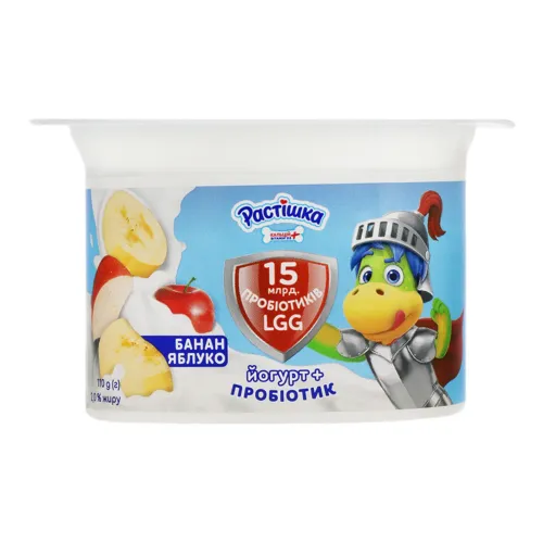 Йогурт 2% для дітей від 3 років з пробіотиком Банан-яблуко Растішка 110г