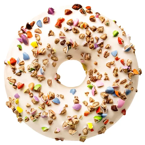 Донат Crushed Candy з білою глазур'ю та подрібненими шоколадними цукерками 57г