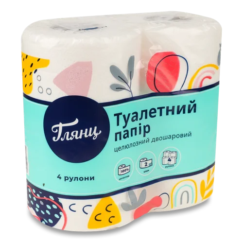 Папір Туалетний Целюлозний 2-Шаровий Глянц, 4 шт