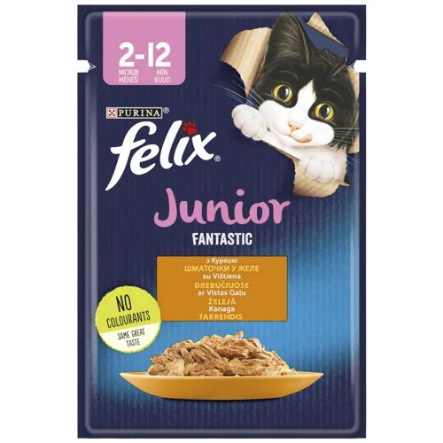 Корм вологий Felix Fantastic Junior з куркою для кошенят 85г