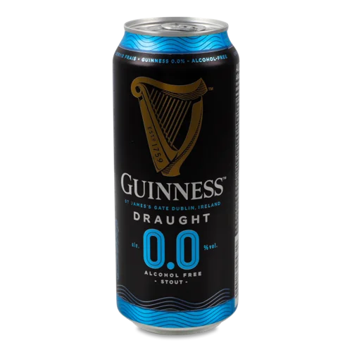 Пиво 440мл 0% Безалкогольне Темне Пастеризоване Draught Guinness з/б, 440мл