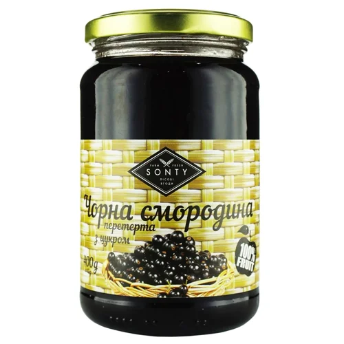 Чорна смородина перетерта з цукром Sonty 400г