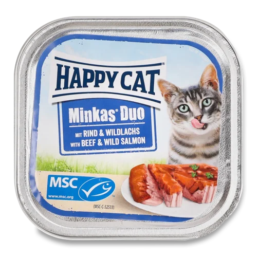 Корм Для Котів Happy Cat Duo Паштет Говядина-Лосось, В/ґ, 100 г