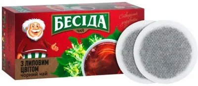 Чай Бесіда Чорний байховий з ароматом липи, персику, лайму пакетований 24 шт.