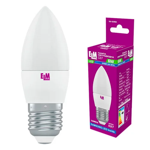 Лампа ELM Led свічка 6W PA10 E27 4000 18-0050