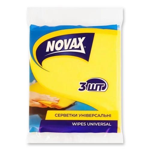 Серветки Для Сухого Та Вологого Прибирання Універсальні 30х34см Novax, 3шт