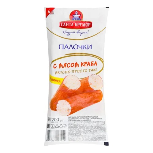 Палички крабові з м'ясом краба Санта Бремор охл вищого ґатунку 200г