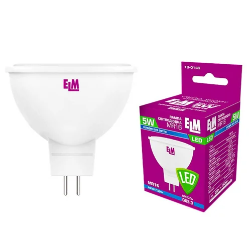 Лампа ELM Led MR16 5W PA10 GU5.3 4000 120гр 18-0146
