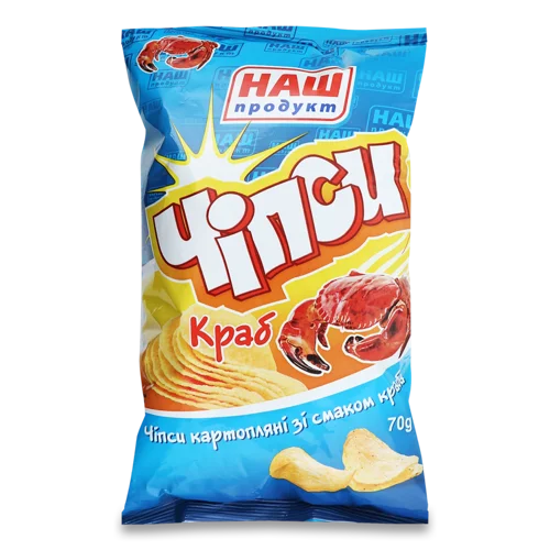 Чіпси Картопляні Вищого Ґатунку Наш Продукт Краб, 70г
